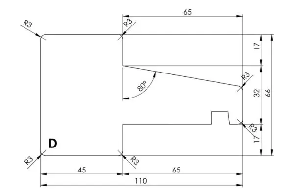 Kozijnprofiel type D 66x110x5900mm - tussendorpel - onbehandeld hardhout - Afbeelding 2