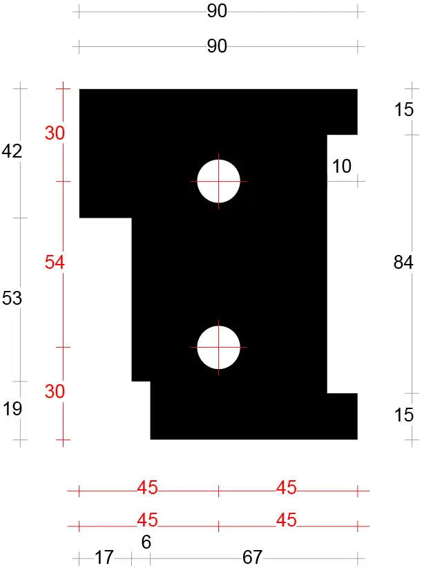 DTS onderdorpel neut buitendraaiend - 90x114mm, sponning 72mm, rechts